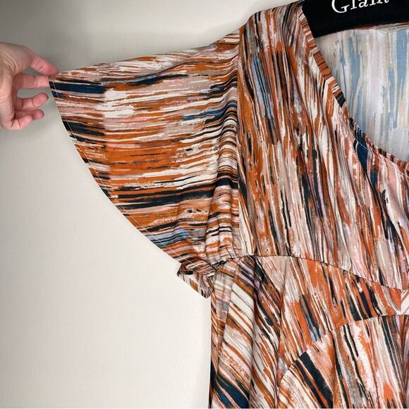 Soft Surroundings Dress Cyra Painted Stripe Print Brown Orange Size Petite PXL - Picture 6 of 10